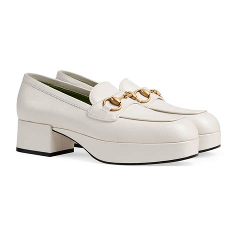 gucci horsebit loafers white|gucci platform horsebit loafers.